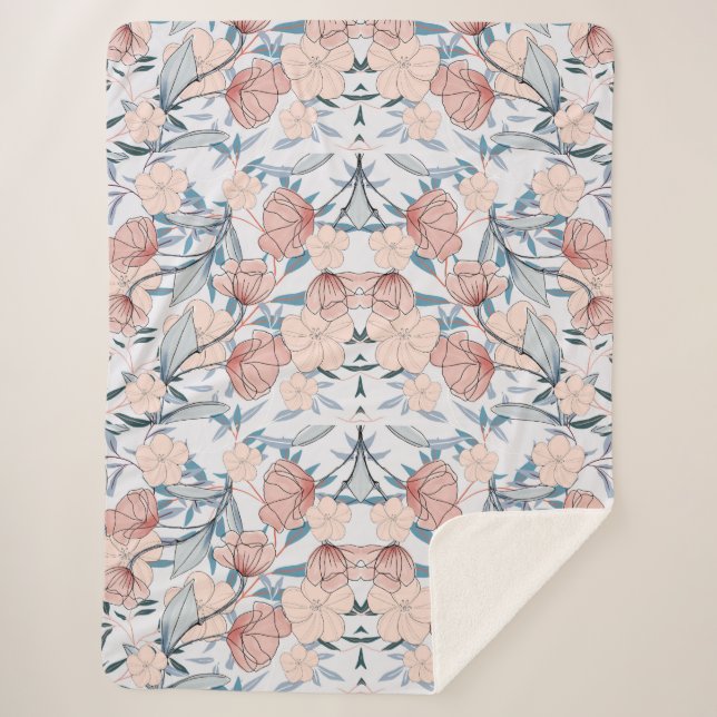Cobertor Sherpa Floral estético (Frente)