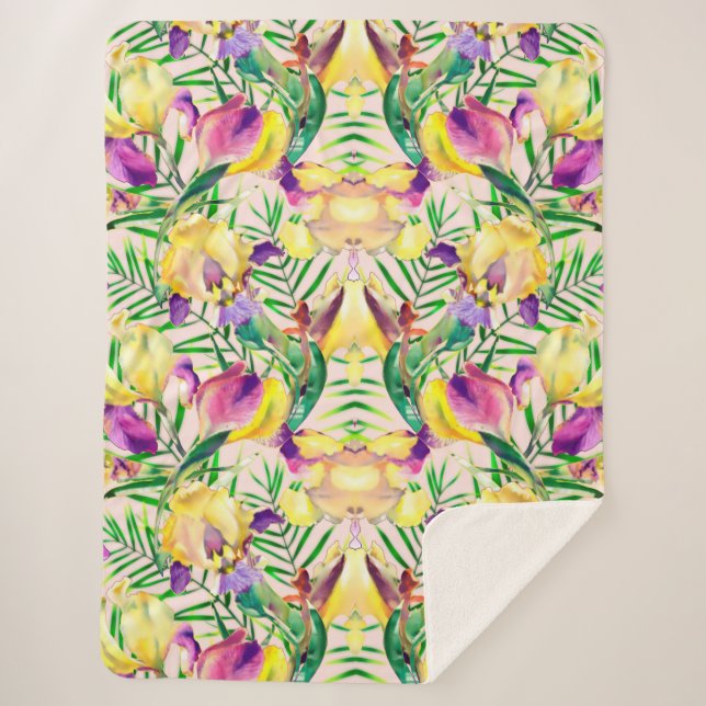 Cobertor Sherpa Floral estético (Frente)