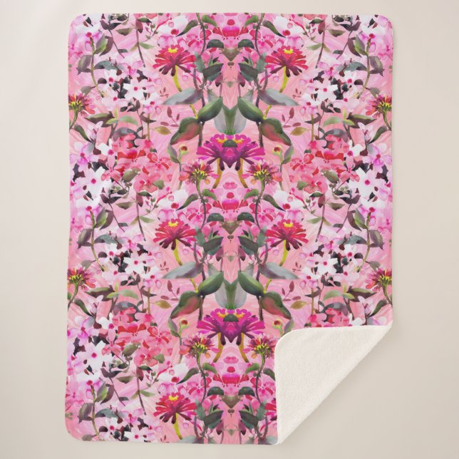 Cobertor Sherpa Floral estético (Frente)