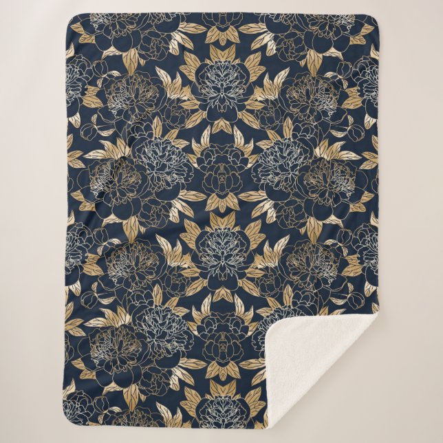 Cobertor Sherpa Floral estético (Frente)