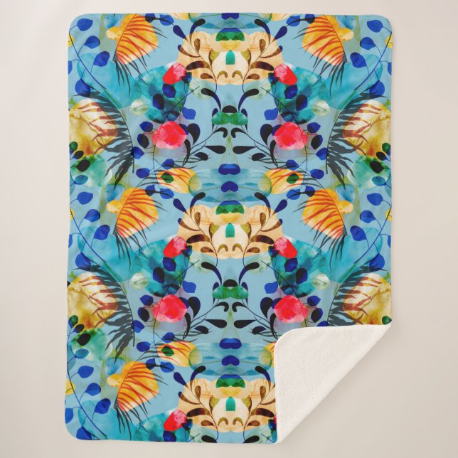 Cobertor Sherpa Floral estético (Frente)