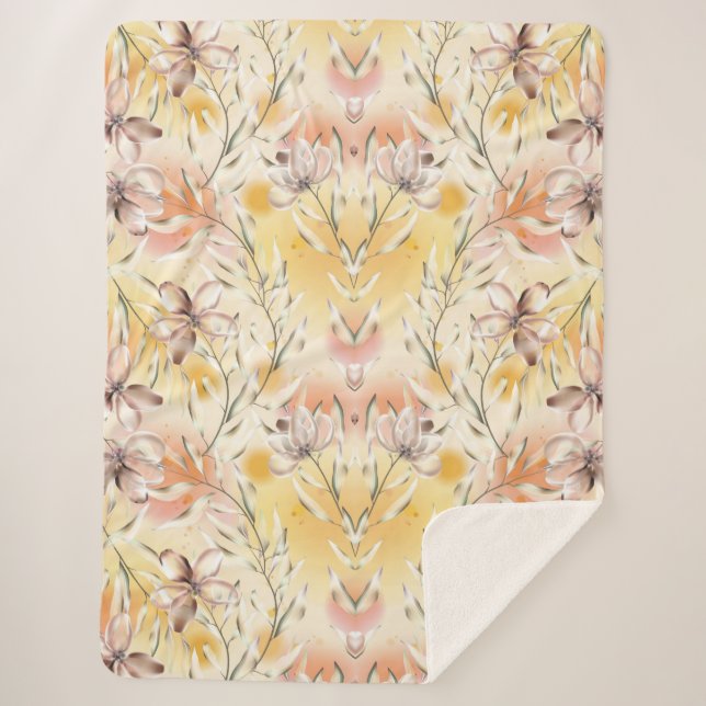 Cobertor Sherpa Floral estético (Frente)