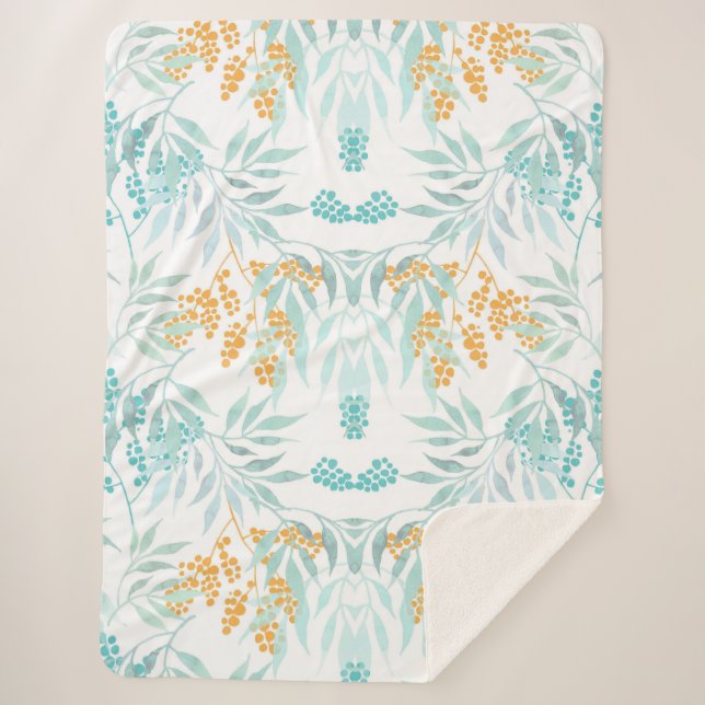 Cobertor Sherpa Floral estético (Frente)