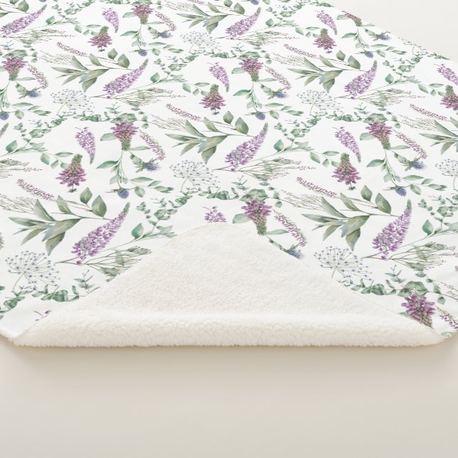 Cobertor Sherpa Floral Lupin Heather - Padrão Escocês (3/4)