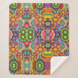 Cobertor Sherpa Floral Mandala Collage Psicedélico