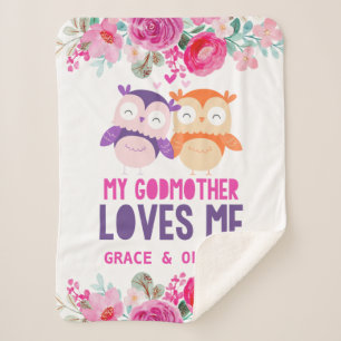 Cobertor Sherpa Floral Owls Baby Blanket - Minha Madrinha Me Ama