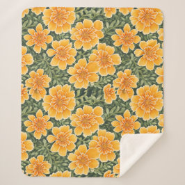 Cobertor Sherpa Floral Padrão Marigold Flores