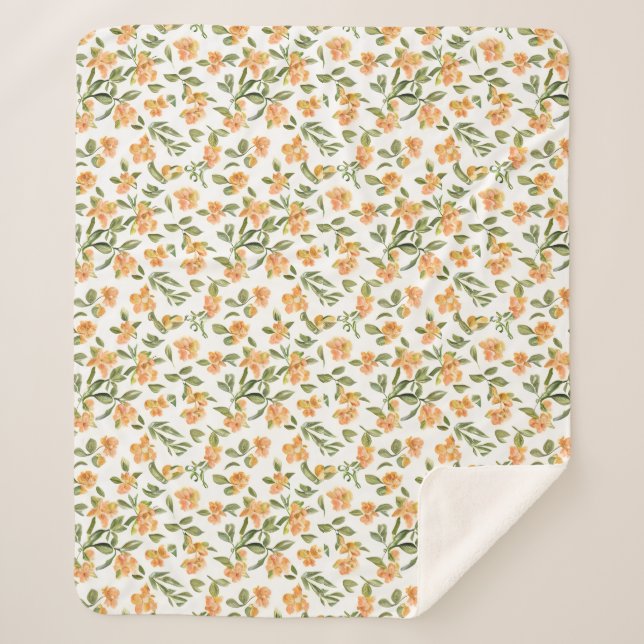 Cobertor Sherpa Floral Pattern Honeysuckle Flowers (Frente)
