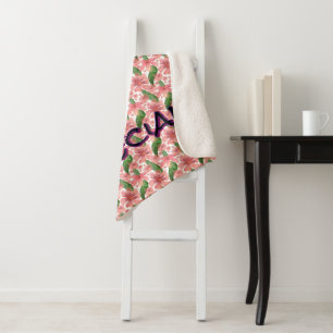 Cobertor Sherpa Floral personalizado e customizado em aquarela 