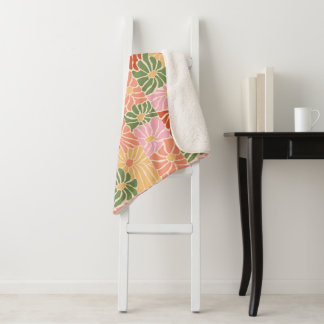 Cobertor Sherpa Floral Retro Groovy