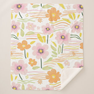 Cobertor Sherpa Floral Retro Pastel (7)