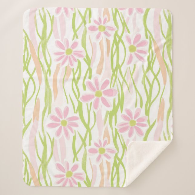 Cobertor Sherpa Floral Retro Pastel (8) (Frente)
