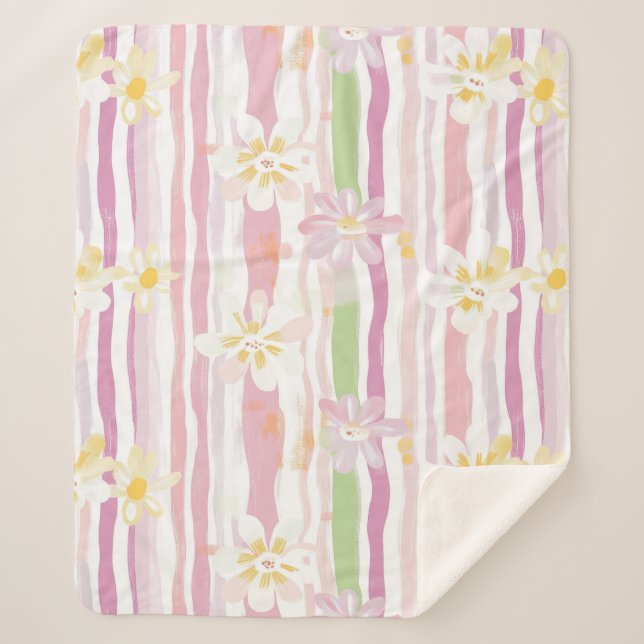 Cobertor Sherpa Floral Retro Pastel (9) (Frente)
