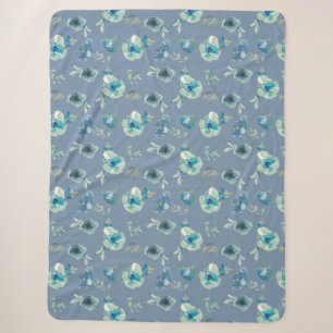 Cobertor Sherpa Floral Rosa Azul Grande Xerpa