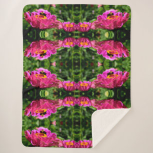 Cobertor Sherpa Floral rosa com flores rosa de abelha-melífera abe