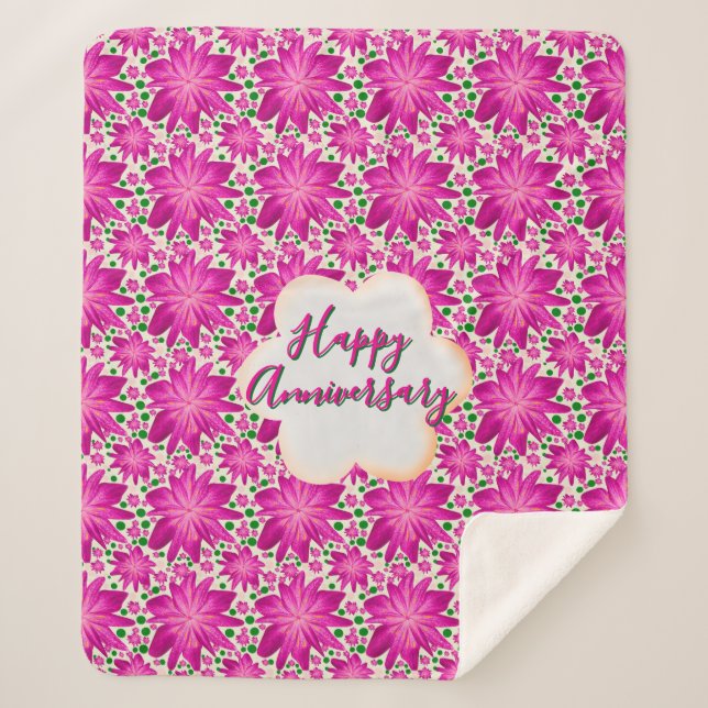 Cobertor Sherpa Floral rosa personalizado e customizado  (Frente)