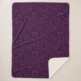 Cobertor Sherpa Floral Rosa Roxo Aconchegante