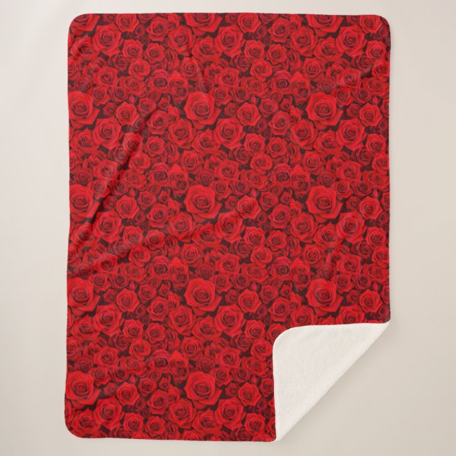 Cobertor Sherpa Floral Rosa Vermelho (Frente)