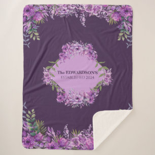 Cobertor Sherpa Floral Roxo Berinjela Personalizado