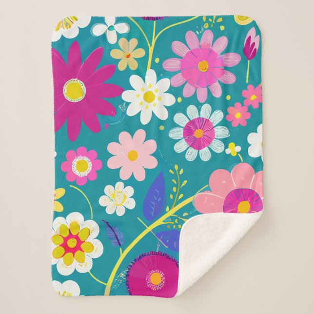 Cobertor Sherpa Floral Selvagem  (Frente)