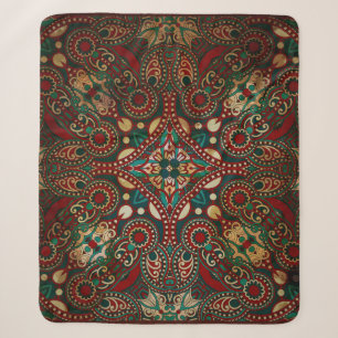 Cobertor Sherpa Floral Tradicional Paisley Bandanna Grunge