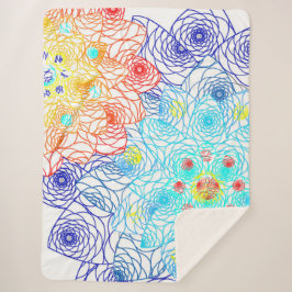 Cobertor Sherpa Floral Vermelho e Azul