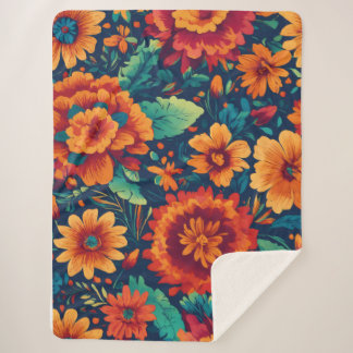 Cobertor Sherpa Floral Vibrante - Grande