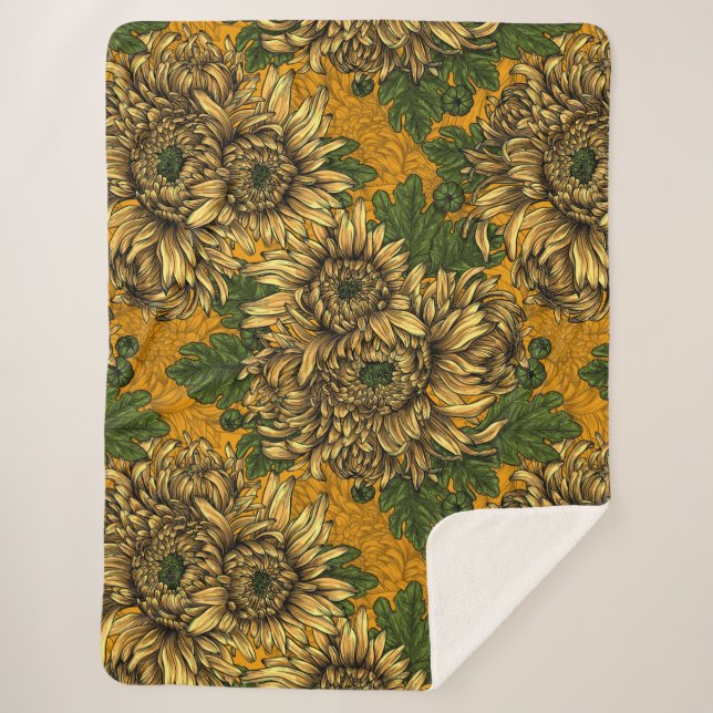 Cobertor Sherpa Flores amarelas do crisântemo (Frente)