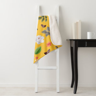 Cobertor Sherpa Flores Amarelas e Rosas Brancas 10