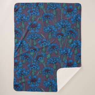 Cobertor Sherpa Flores azuis, flores silvestres