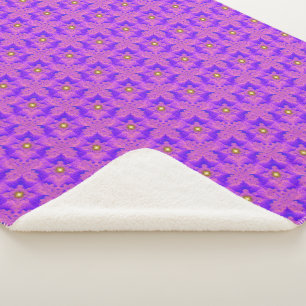 Cobertor Sherpa Flores Azuis Rosa em 3D, Artdeco