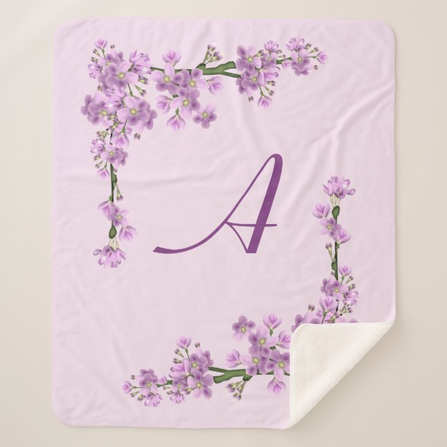 Cobertor Sherpa Flores bonito de Cereja Rosa (Frente)