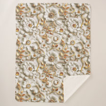 Flores brancas Elegante Ornamentado com Folhas Our