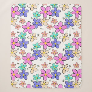 Cobertor Sherpa flores coloridas arco-íris brilhantes abelhões flo