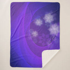 Cobertor Sherpa Flores De abstrato No Fundo Do Indigo Dobrado