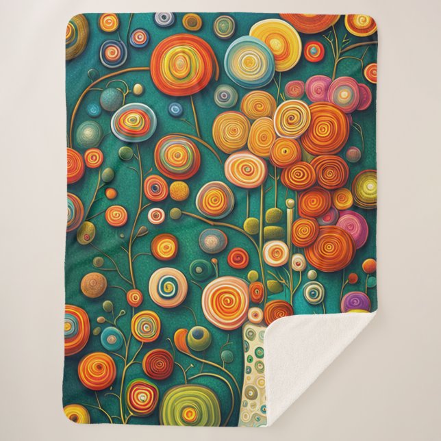 Cobertor Sherpa Flores de abstrato num Vaso (Frente)