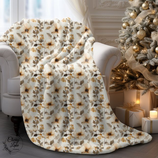 Cobertor Sherpa Flores de Aquarela (Criador carregado)