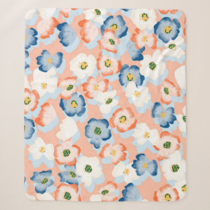 Cobertor Sherpa Flores de Aquarela: Padrão de Vintagem