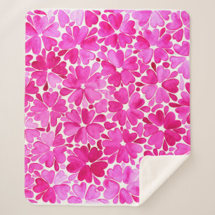 Cobertor Sherpa Flores de Aquarela Rosa Delicadas
