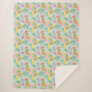 Cobertor Sherpa Flores de Aves Tropicais