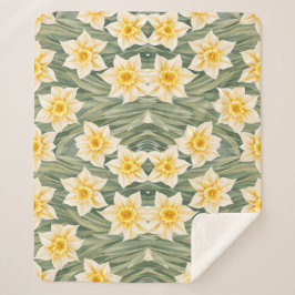 Cobertor Sherpa Flores De Daffodil Padrão Floral