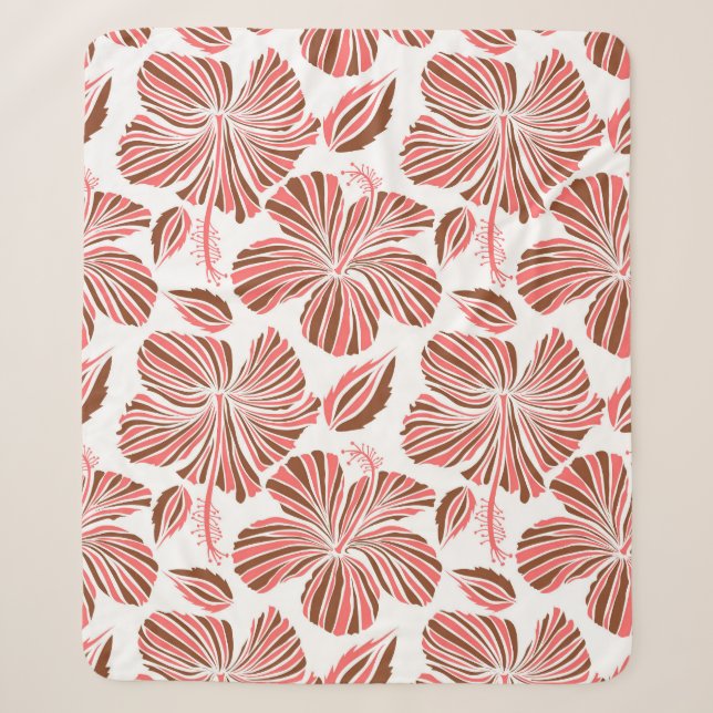 Cobertor Sherpa Flores de hibisco havaianas: estilo tropical marro (Frente)