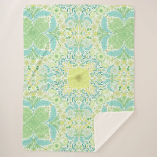 Cobertor Sherpa Flores de jardim retrorreflectores em verde e amar