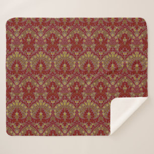 Cobertor Sherpa Flores de Outono Vintage Vermelho Dourado William 