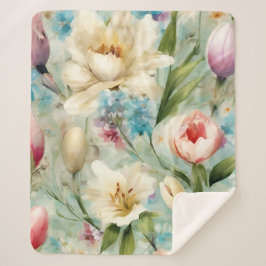 Cobertor Sherpa Flores de primavera no Estilo do Impressionismo