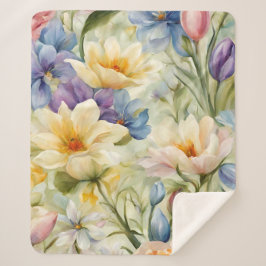 Cobertor Sherpa Flores de primavera sofisticadas e refinadas. Pint