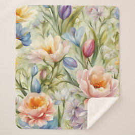 Cobertor Sherpa Flores de primavera sofisticadas e refinadas. Pint