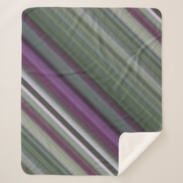 Cobertor Sherpa Flores de Sombra Roxo e Faixa Verde (Frente)