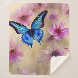 Cobertor Sherpa Flores e borboletas lindas