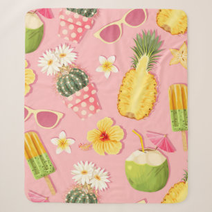 Cobertor Sherpa Flores e frutas exóticas têm um padrão uniforme